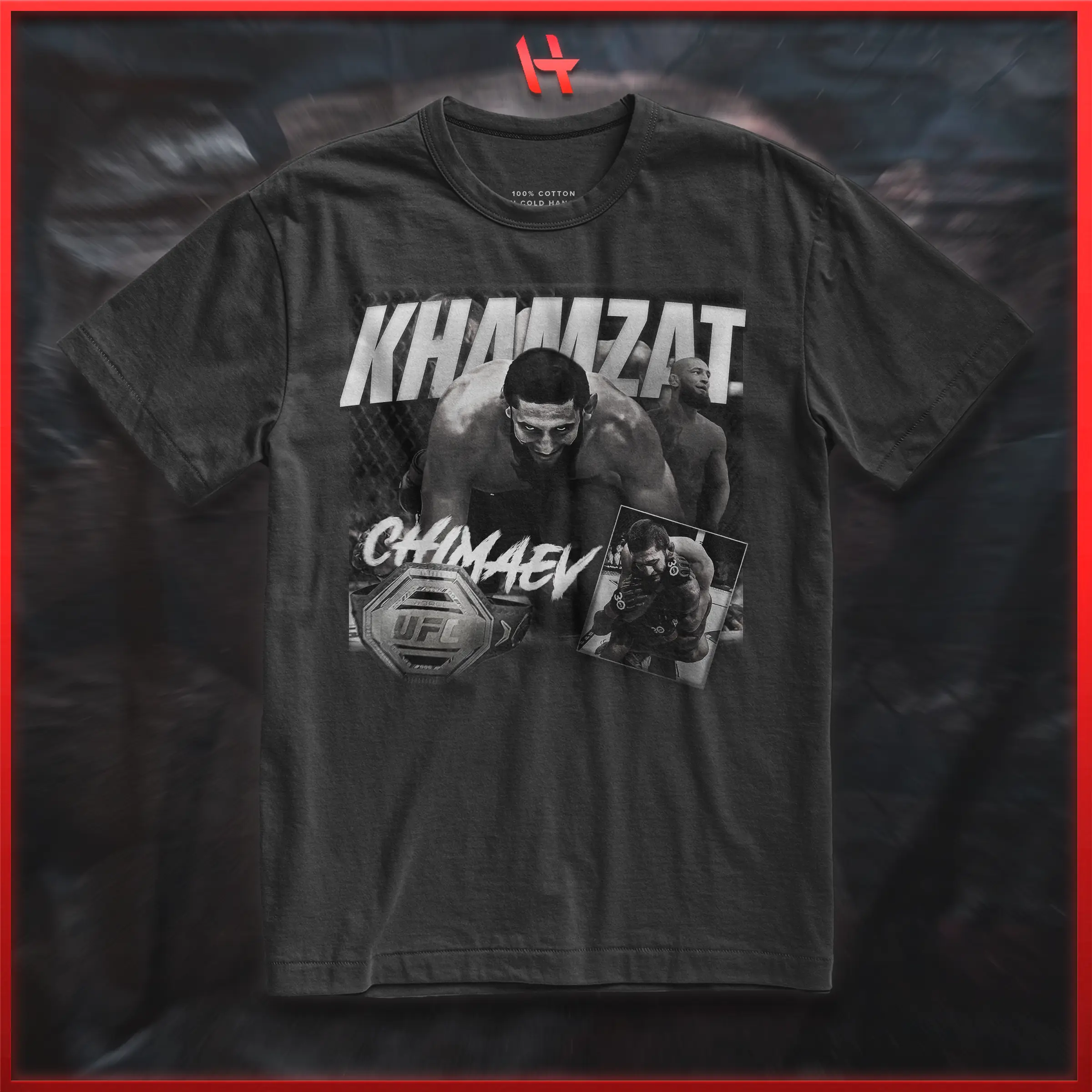 Khamzat Chimaev UFC Shirt Classic Fit Men's 100% Cotton Short Sleeve Crew Neck Casual T-Shirt for Summer Breathable Jersey Knit Top Menswear Seamless