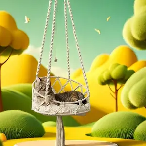 Handmade Knitted Cat Hanging Basket, Pet Hammock, Cat Swing, Summer Pet Net Pocket, Hanging Cat Bed, Simple Hanging Style
