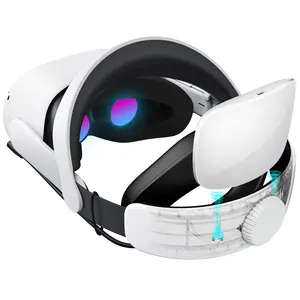 Geekvr Comfort Head Strap Accessories for Meta Quest 2 with 2 Hot-Swappable 5000mAh Batteries, Adjustable Headstrap with Super Soft Skin-Friendly PU Leather Cushion for Uninterrupted Play