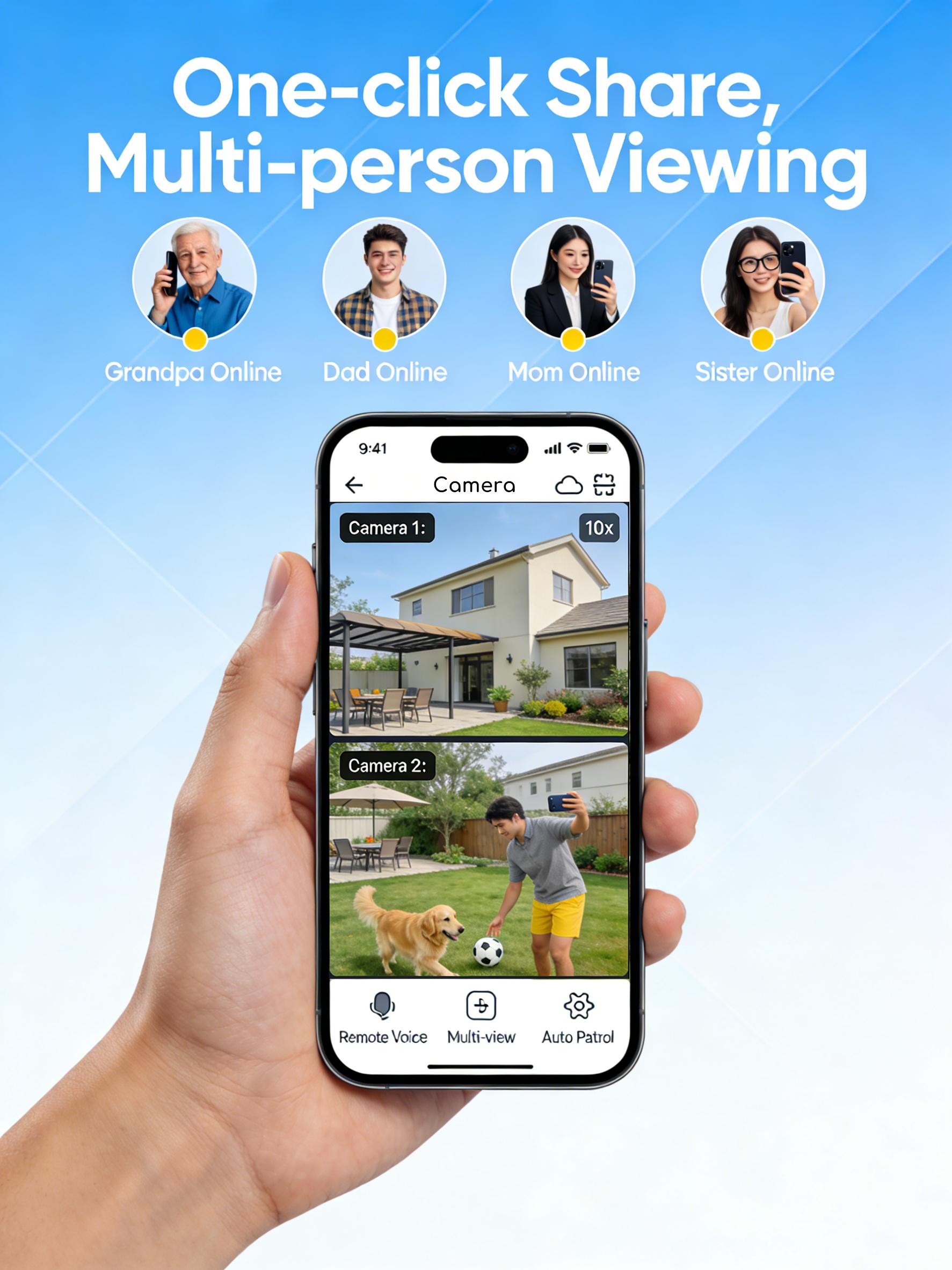 NiSee Triple-Lens Linkage Solar-Powered 4G Security Camera,10x Zoom,2K HD 360° View Pan,AI Motion Detection,Two-Way Audio,Color Night Vision,Waterproof,Outdoor Security Cctv Lens