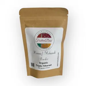 FestiveDesi Natural Henna Powder for Henna Designing | Body Art Quality | Triple Filtered | 100g | Organic & Chemical-Free | Rajasthani Henna Powder
