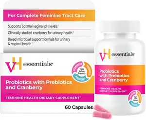 vH essentials Probiotics with Prebiotics and Cranberry Feminine Health Supplement - 60 Capsules