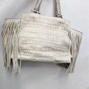 Pre-owned france Crossbody Bags Ferragamo White Tassel Woven Handbag（SZ 55692 ）