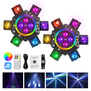 XDV  Upgraded 150W 6‑Arm Moving Head DJ Light – Bee Eye LED 2.0, RGBW 4‑in‑1 Effect, Red/Green Laser Starry Sky, White & Amber Strobe, DMX‑512 & Remote for Club/Bar/DJ