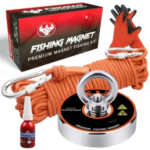 Super  Neodymium Fishing  Kit, 500 LBS Pulling Force  Fishing Kit, Diameter 2.36 inch(60 mm)  for Retrieving in River and  Fishing