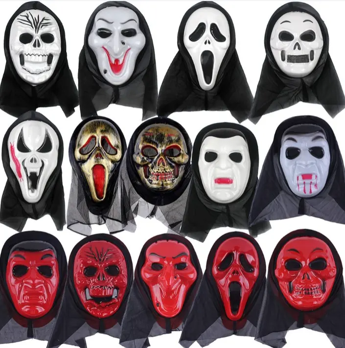 Halloween Horror Pull-Over Mask - "Scream" Style Skull Ghost Mask - for Prank, Masquerade Parties - Fashion Accessory Face Covering