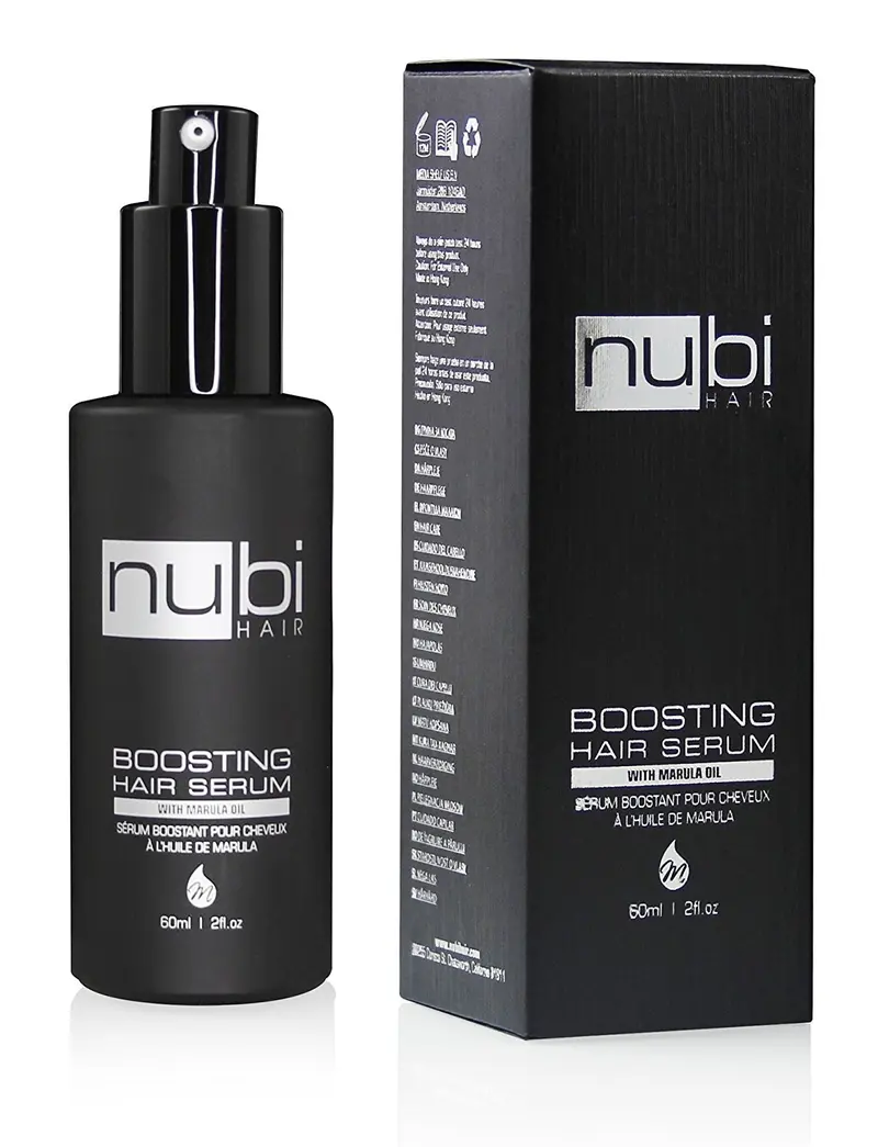 Nubi Marula Anti-Frizz Serum – Smoothing serum for dry hair repair, moisturizing, shine, and hydration with Vitamin E and Aloe Vera.