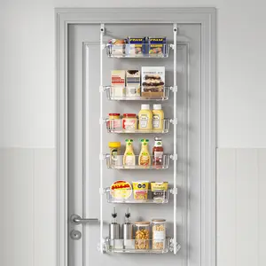 Over the Door Pantry Organizer, 6-Tier Kitchen Pantry Door Organizer with Adjustable Tall Baskets, Hanging Spice Rack, for Bedroom Bathroom Laundry Room