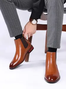 Men's Business Formal Boots, Classic Retro Boots, Boots Footwear, Breathable, Waterproof, Durable, Comfortable, Soft, Casual, Versatile, Stylish, Fashion, Trendy, Relaxed, Sporty, Lightweight