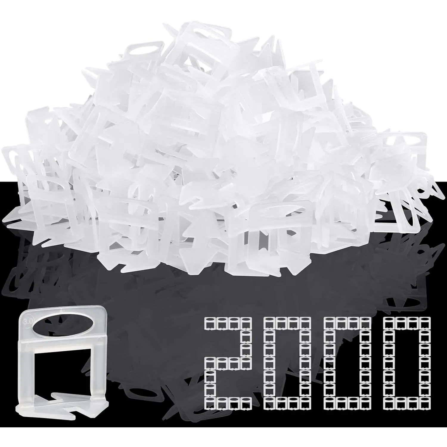 Tile Leveling System, 2000- 1/8" Tile Spacers Clips Tile Tools, Tile Installation Tools for Professional Ceramic Tile and Stone Installation