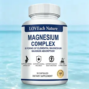 CleanMagnesium Complex ,  with 8Essential Magnesium-Glycinate, Taurate, and Citrate-for SleepMuscle & Heart Health，60 Vegan Capsules 8-in-1 Magnesium Complex 1000mg& Better sleep- High Absorbable Blend of 12 Chelates -Dietary Supplement Edible