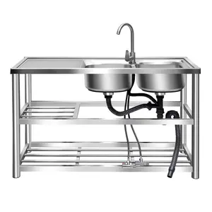 3-Basin 304 Stainless Steel Commercial Sink with Drainage Guidelines & Splashback, Heavy Duty 440 lbs Load Capacity Freestanding Utility Sink for Restaurant, Canteen, Snack Bar, Kitchen, Laundry Room