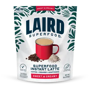 Laird Superfood Sweet & Creamy Instant Latte with Adaptogens - Coffee & Creamer, 16 oz (473 g)