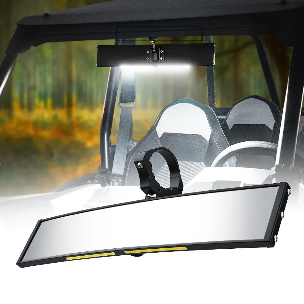 Xprite UTV Rear View Mirror with Integrated LED Lights For Polaris RZR, Can-Am & UTV Roll Cages