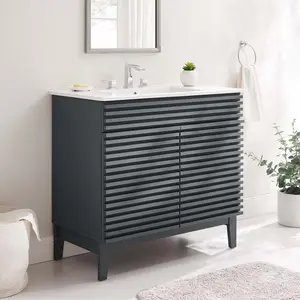 Modway Render 36" Bathroom Vanity in Gray White Modway Render 36" Bathroom Vanity in Gray White