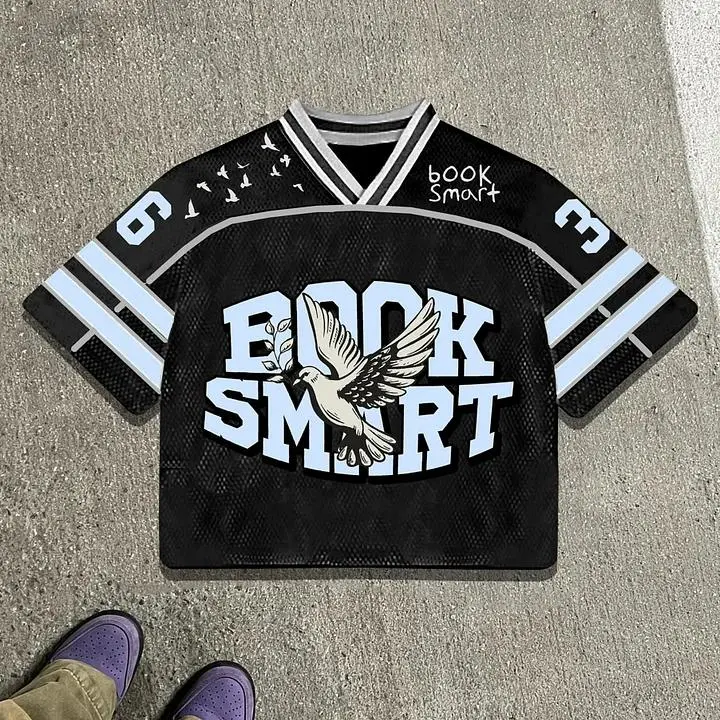 Peace Dove Book Smart Graphics Blokette Blokecore Jerseychic V-Neck T-Shirt Football V-Neck Retro Summer Trendy Baseball Jersey Shirt Gift For Him Gift For Her Birthday, Baseball Jersey Outfit, AOP Merch, Outfit for Baseball Shirt Fan