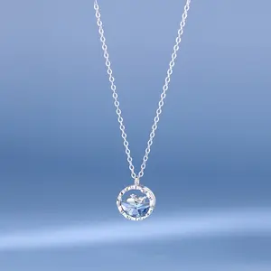 Women's Summer Fresh Friend Lockbone Necklace, Korean Fashion Blue Ocean Whale Pendant, Casual Style Jewelry Accessory