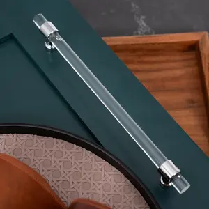 1 Pair Transparent Acrylic Cabinet Handles with Metallic Accents - Modern & Minimalist Design