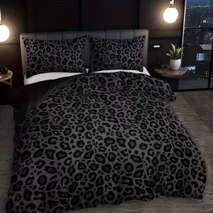 3pcs Leopard Print Decorative Duvet Cover Set, Soft Breathable Polyester Fabric, All Seasons, Includes 1 Duvet Cover + 2 Pillowcases, Bed Sets