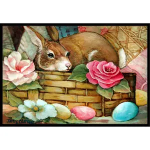 212 MAIN A Touch Of Color Rabbit Easter Indoor/Outdoor Mat - 24x36 in., Decorative Rug Mat, Durable Printed Art Rug with Felt Backing, Fade-Resistant