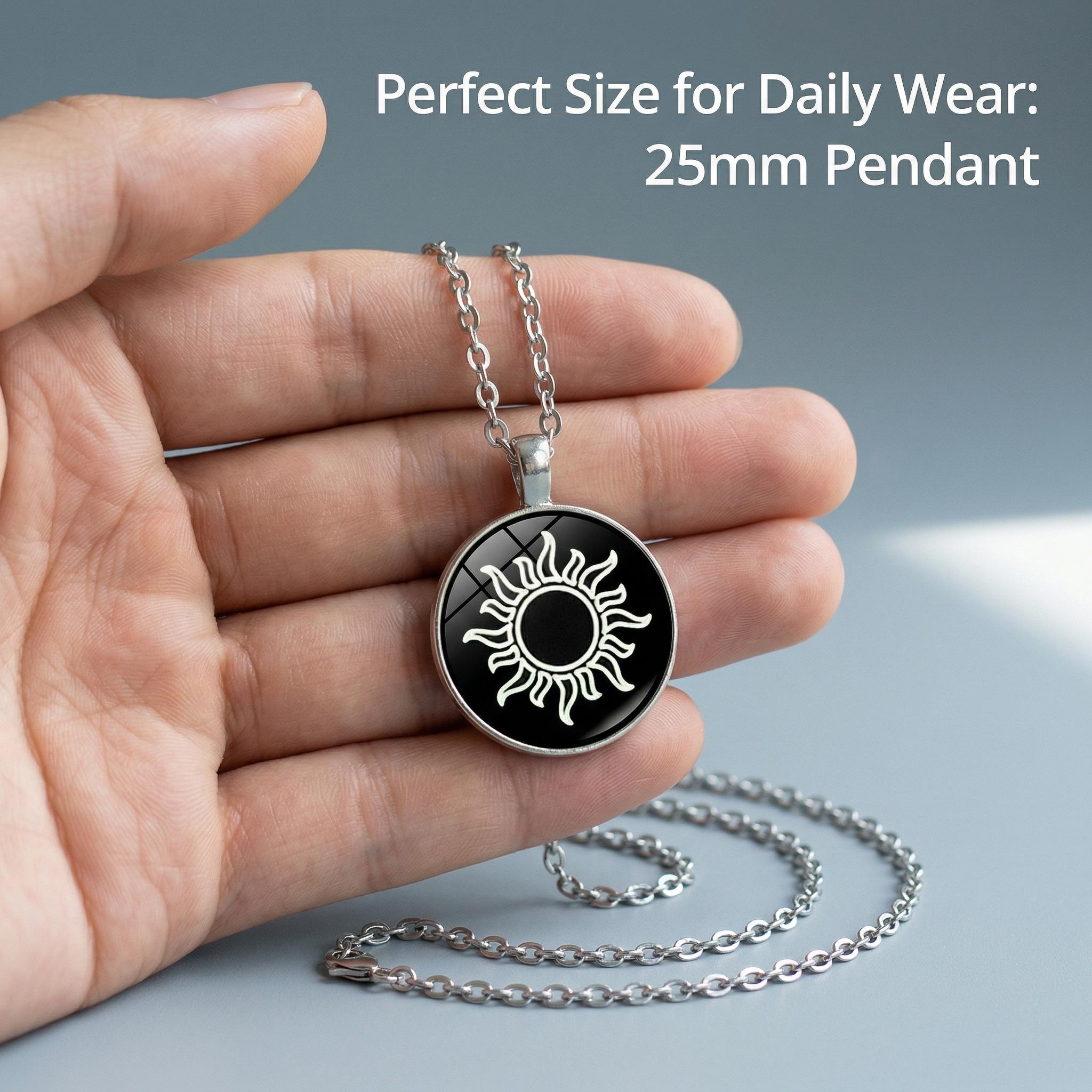 Glow in the Dark Moon & Sun Necklace for Couple Gift