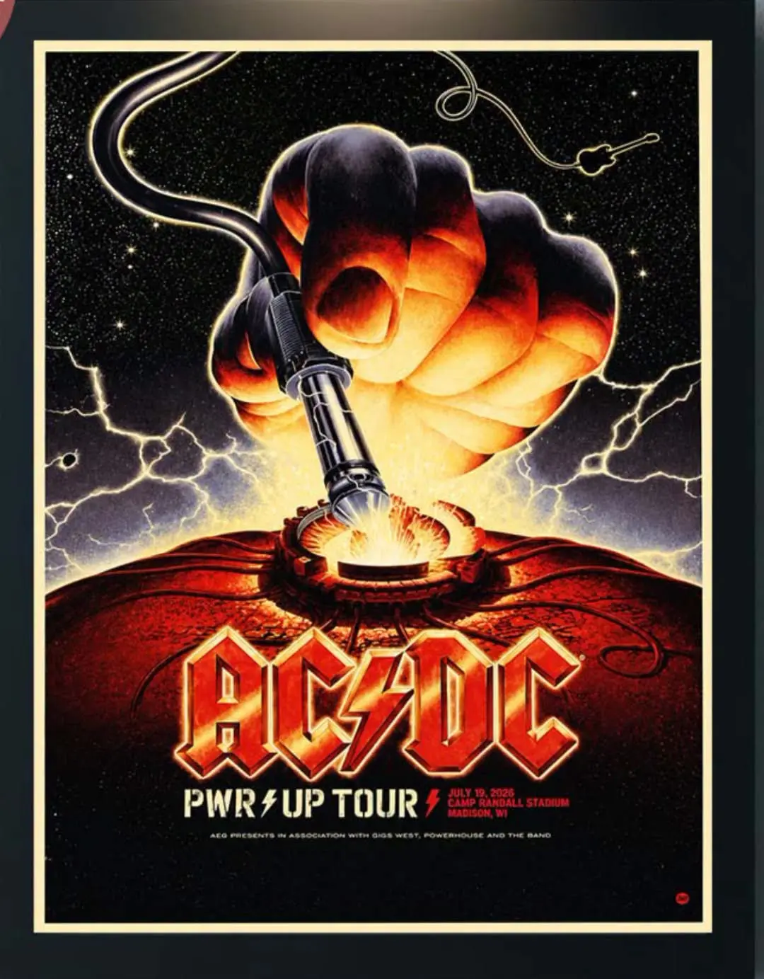 ACDC PWR Up Tour Poster, Madison Wisconsin Camp Randall Stadium, July 19 2026 Home Decor Wall Art Print
