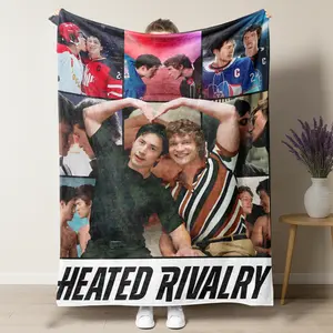 Heated Rivalry BL Themed Blanket Hollanov Shane Hollander & Ilya Rozanov Iconic Scene Collage Blanket Sofa Bedroom Dorm Couch Office Car Travel Home Bedding