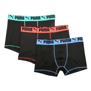 PUMA Mens 3 Pack Performance Trunk Boxer Briefs  - Black