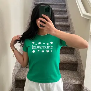 Leprecunt Women's Baby Tee - LEPRECUNT St. Patrick's Day Women's Baby Tee- Leprecunt Shirt, Funny Irish Graphic tee for Women, Irish Girl Trendy