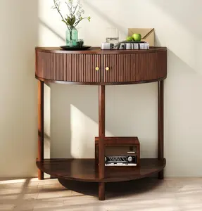 Spaco Half Moon Console Table,2-Tier Modern Entryway Table with Storage,Boho Small Entry Sofa Table with Solid Leg and Bottom Shelf for Living Room,Hallway