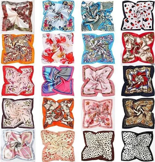 20pcs Women Satin Square Scarf Mixed Color Small Neck Scarf , Gift Accessory, Women's Scarf, Vintage Style, Square Shape, Mature Women, Casual Attire sohochic