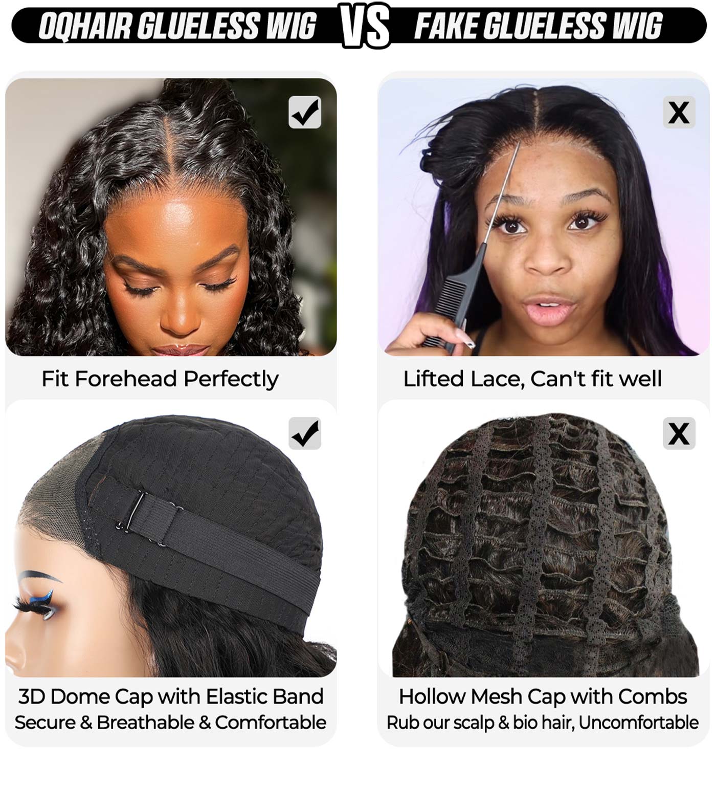 OQHAIR Ocean Wave Hair Wear Go Glueless Wigs 4x6 Pre Cut HD Lace Closure Wigs With Pre Plucked Nautral Hairline