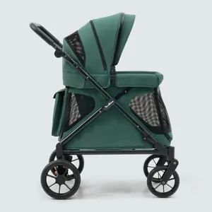 Q1 2.0 Stroller Wagon | Emerald Green, Included Rain Cover And Travel Bag