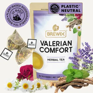 BREWIX Valerian Comfort Sleep Tea | 25 Pyramid Bags | Caffeine-Free Herbal Tea for Deep Relaxation & Sleep