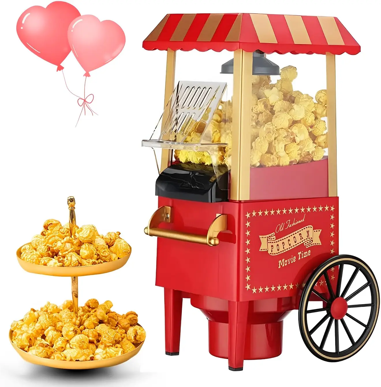 Popcorn Maker 1400W, Home Hot Air Popcorn Machine, Healthy&Fat-Free, Easy To Clean&Use, Best For Movie Night, Parties, Kids Birthday Party Favorites