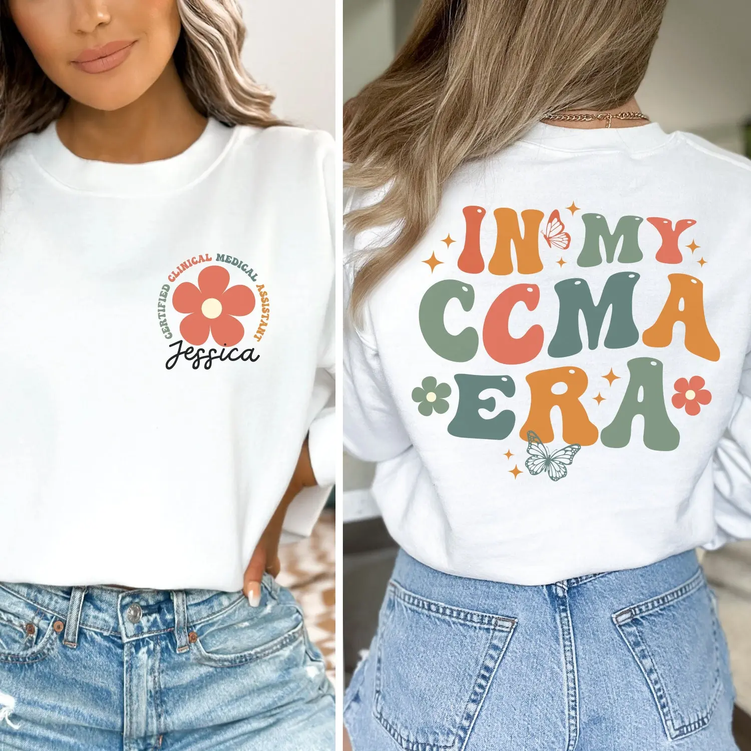 Personalized CCMA Nurse Sweatshirt, CCMA Nurse Gift, Certified Clinical Medical Assistant, Custom CCMA Nurse Shirt, Nurse Appreciation Gift 0, Both Side