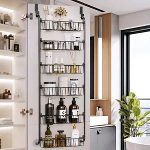 DELAMU Over Door Organizer-No Drill Install | 6 Basket Holds 60LBs | Space Saver (16.1"x6"x2.95") | Scratch-Proof & Easy to Clean EVA | Storage Rack