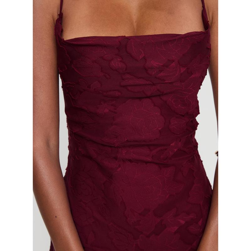 Celena Maxi Dress Burgundy Burnout
