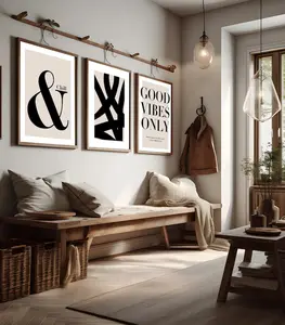 Neutral Abstract Art Prints Poster, Modern Art, Abstract Art, Good Vibes Only, & Chill, Wall Art , Set of 3 Poster, Vintage Poster