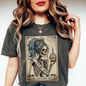 40th Birthday Gift for Her, Comfort Colors 40th Birthday Tarot Card T-Shirt, Funny Skeleton Birthday Celebration Tee, 40th B-day Gift, Year-Round Style, Easy to Wear, Easy Care, Machine Wash Safe