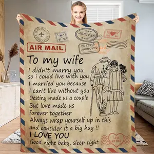 Wife Gifts Blanket, My Wife Gifts from Husband, to My Wife Blanket Letter Gifts for Her, Wedding Romantic Gifts for My Wife Throw Blanket from Husband, Birthday Gifts for Wife