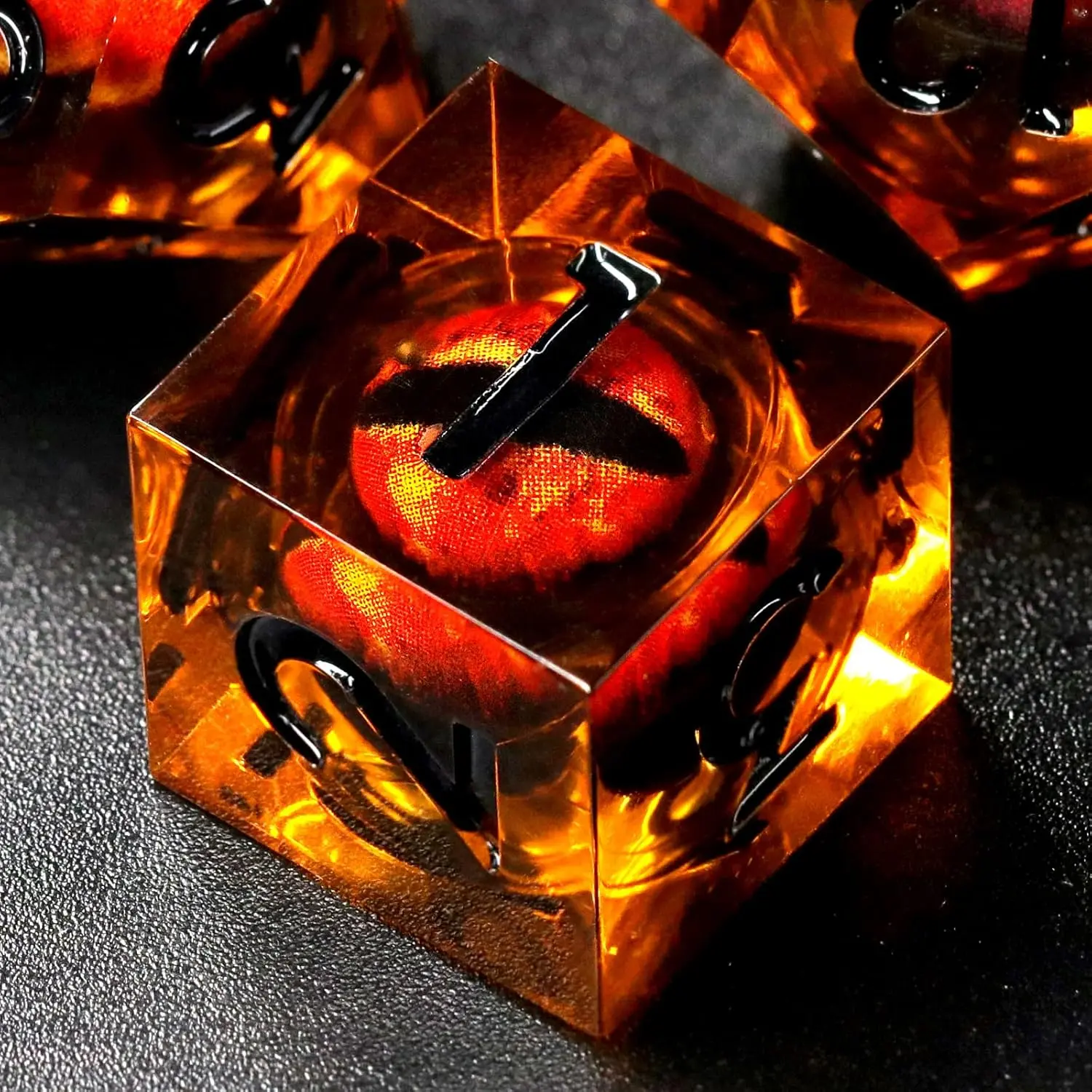 FONVGOGO Dragon Eye Dungeons and Dragons Dice, Liquid Core Dice Set D and D Sharp Edge Resin Dice Polyhedral Beholder's Ttrpg Die Role Playing RPG (Brown Black)