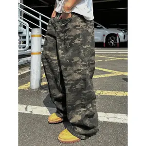 Men Camo Print Camouflage Loose Straight Leg Jeans Menswear Casual Street Style Denim All Seasons Fashion Trendy Versatile 2026