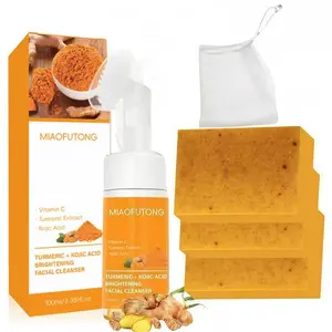 Turmeric Cleansing Mousse & Soap Set, 1 Count Foaming Facial Cleanser & 1 Count Turmeric Soap, Facial Skin Care Product for Women & Men, Turmeric Facial Wash, Turmeric Face Wash