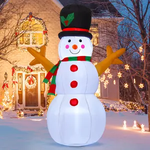 GOOSH 5 FT Christmas Snowman Inflatable Decoration with Branch Hand, Snow-covered Design for Holiday Events, Ideal for Indoor and Outdoor Use