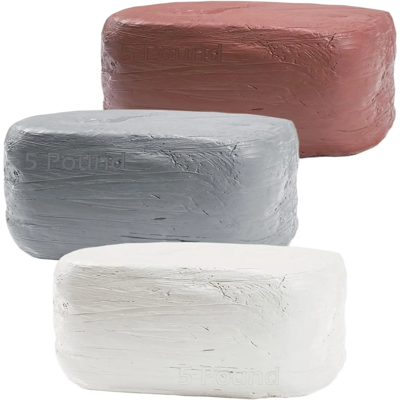 15LB Air-Dry Stone Clay (3 Colors: 5LB Each White, Gray, Terra Cotta) - All-Purpose Modeling Material for Art, Pottery, Ceramics, Handcraft, Clay Art Enthusiasts & Beginners, Porcelain