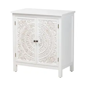 Baxton Studio Yelena White Wood 2-Door StorageCabinet