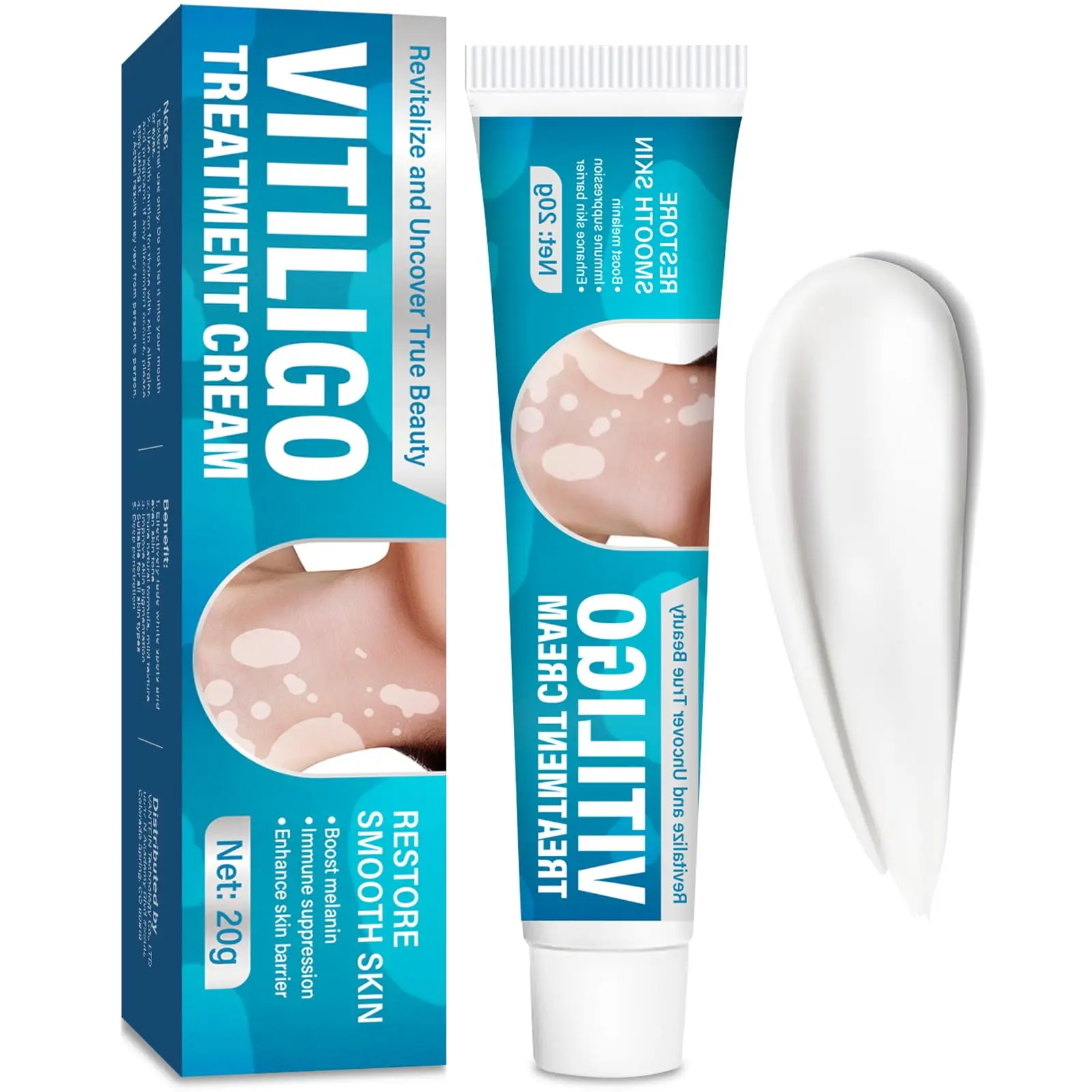 Vitiligo Treatment Cream – Natural Skin Support – Enhances Skin Barrier, Boosts Melanin, Smooths Complexion – With Saffron, Angelica, Ginger & Tribulus – Hormone-Free – 20g