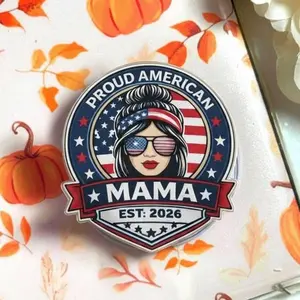 Proud American Mama MagSafe Phone Grip – Patriotic USA Mom Magnetic Pop Socket Kickstand, 250th Anniversary of USA, 4th of July Gift for Her