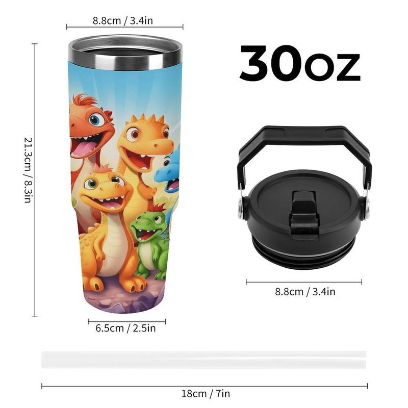 Dinosaur-Themed - Stainless Steel Tumbler - 30oz - Double Wall Insulated Travel Mug - Perfect for Hot and Cold Drinks - Ideal Gift for Dino Lovers